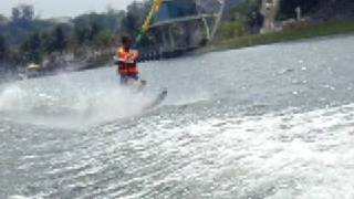 Putrajaya Waterski Trainees-Feb 22, 09-Fatin practices wakecrossing in rough conditions