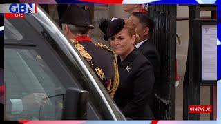 The Duchess of York arrives at Westminster Abbey for the funeral of Queen Elizabeth II