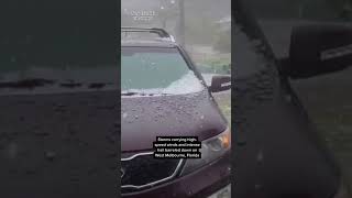 Hail in Florida turns street into "a river of ice" #shorts