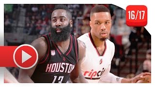 James Harden vs Damian Lillard Duel Highlights (2017.03.30) Blazers vs Rockets - TOO GOOD!