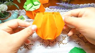 Оригами Тыква Светильник✳️Origami Pumpkin  Lamp😶‍🌫️