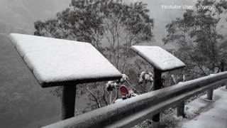 北橫榮華大壩下雪雪景,台七線, Snow in RongHua Dam, Rare sightings of snow in Fuxing, Taoyuan, Taiwan,桃園市復興區下雪