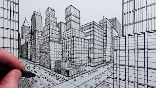 How to Draw a City using Two-Point Perspective: Step by Step