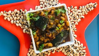 Vankaya,babberlu curry,brinjal,Cowpeas (black-eyed peas) recipe.