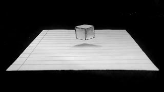 Floating Cube - 3D Trick Art on Paper || #shorts || #YouTube_shorts_video || #3D_art ||