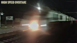 Dangerous 2 HIGH SPEED OVERTAKE At Night 130 KMPH Of Sangam Express ll Indian Railways ll