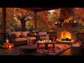 stress free autumn porch vibes 🍂 relaxing jazz rain sounds and pumpkin in fall forest ambience