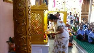 Nandai at Gurukshetram offering flowers to Moolark Ganesh