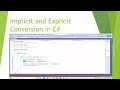 C# Tutorial Datatypes conversion | Implicit and explicit conversion in C# | Visual Studio 2019