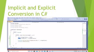 C# Tutorial Datatypes conversion | Implicit and explicit conversion in C# | Visual Studio 2019