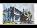 HOW TO DRAW IN 2 POINT PERSPECTIVE || A MODERN HOUSE