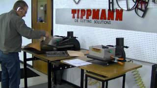 Tippmann Clicker 1500 die cutting press cutting leather using a 1.25\