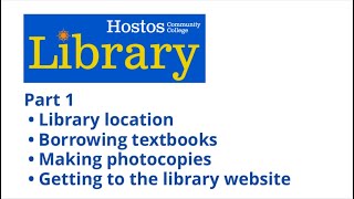 Hostos Library Orientation 1: Textbooks