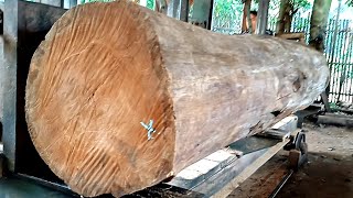 Transforming old teak wood into beautiful and stunning slabs and blocks || sawmill