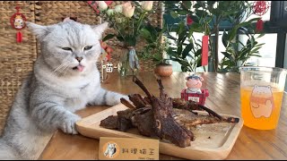 Cat Cooking Food ASMR || Baked Lamp Chop