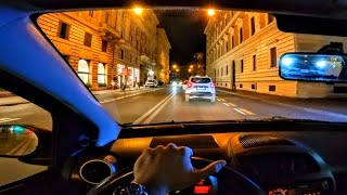 Rome 4K - Night Drive - Driving Downtown (POV)