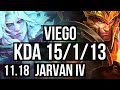 VIEGO vs JARVAN IV (JUNGLE) | Rank 2 Viego, 15/1/13, Legendary, Rank 11 | BR Challenger | v11.18