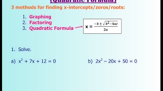 1.5 - Solving Quadratic Equations (Quadratic Formula)