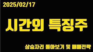 2025/02/17 시간외 특징주!! [아스테라시스][유일로보틱스][DSC인베스트먼트][TS인베스트먼트][엑스페릭스][동국생명과학][포바이포][나우IB][HD현대인프라코어]