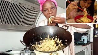 African girl in China fails to eat the Chinese way