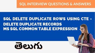 SQL delete duplicate Rows using cte - delete duplicate records Ms sql common table expression