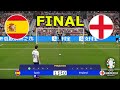 🔴Penalty Shootout : SPAIN vs ENGLAND I FINAL - UEFA EURO 2024 - MATCH LIVE | REALISTIC PES GAME