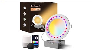 Saihunt Smart Recessed Lighting 6 Inch, 14W 1400LM Ultra-Thin