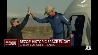 Jeff Bezos returns to Earth after successful Blue Origin space launch