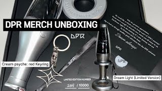 DPR MERCH UNBOXING (Dream Light (Limited Edition), DPR CREAM psyche: red Keyring)