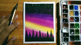 Easy Galaxy Night Sky Watercolor Painting for Beginners | Step-by-Step Tutorial
