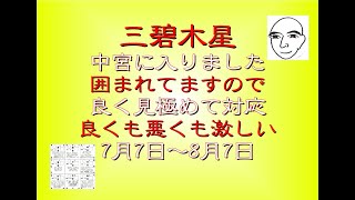 三碧木星　７月の運勢　月盤は中宮、年盤には暗剣殺が来ています　周りを見極め普段より慎重に　伝える（迷ったら聞いてみて）九星と手相を背景に　和楽堂　鳳峯　#三碧木星