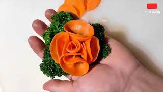 Easy carrot carving garnish || how to carve carrot rose || easy carrot rose carving
