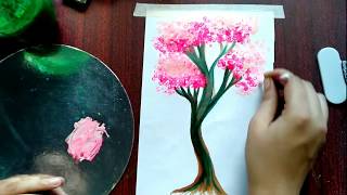3 AWESOME TRICKS FOR PAINTING TREE LEAVES..EASY IDEAS FOR BEGINNERS AND KIDS