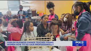 Harlem woman teaching how to do hair professionally