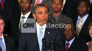 OBAMA WELCOMES NCAA CHAMPS-DIDN'T PICK BRACKET
