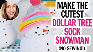 DIY Sock Snowman / Dollar Tree Snowman Craft / Cute Snowman Craft for Winter Using Socks