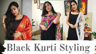 How to Style a Plain Black Kurti in 7 Different Ways || Easy Styling