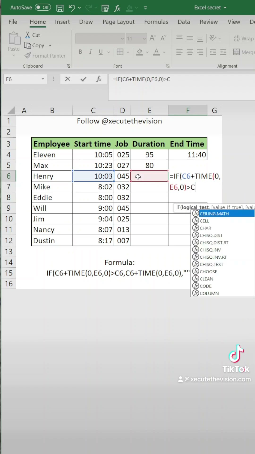 Совет Excel, как добавить минуты ко времени