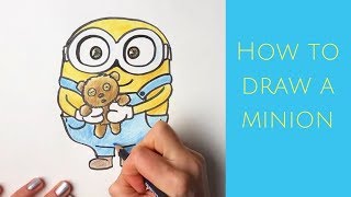 How to draw Bob the Minion with his teddy bear