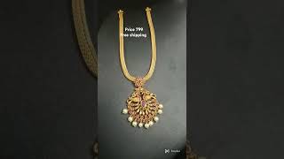 சிவப்பு நிற மயில் Stone Pendant!! YUSHA JEWELS | ☎️ | 9500804636