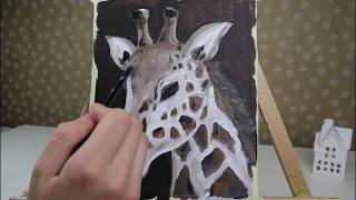 Easy acrylic painting of giraffe for beginners