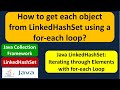 How to get each object from LinkedHashSet using a for-each loop? | LinkedHashSet (for-each loop)