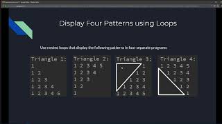Intro to Java Chapter 05 Exercise 18 - Display Four Patterns using Loops