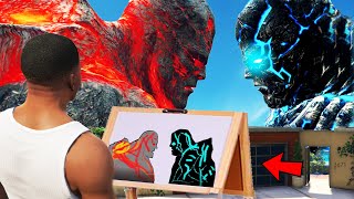 Franklin Uses Magical Painting To Make Ice God Vs Lava God In Gta V ! GTA 5 new