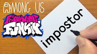 How to turn words IMPOSTOR（Among Us Impostor V3 FNF MOD）into a Cartoon - How to draw doodle art