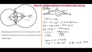 Area of common region of two intersecting circles