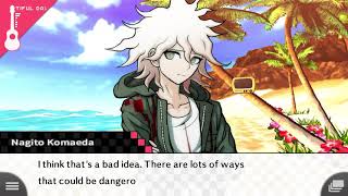 Hajime getting an interesting kind of hope on the beach (Danganronpa)