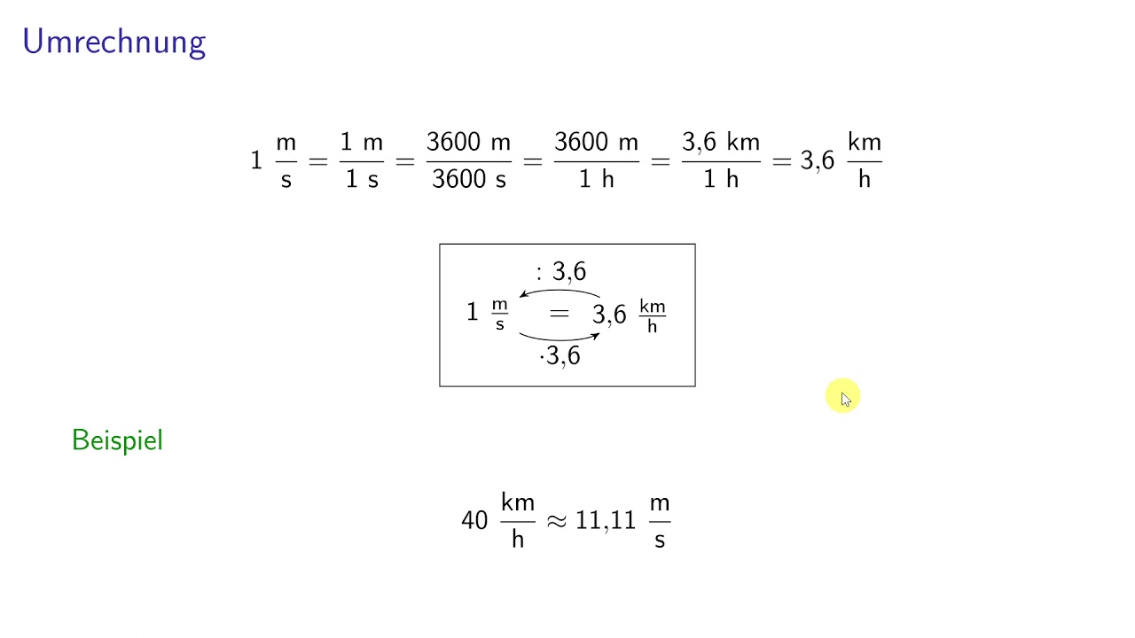 Kinematik 01 - Gleichförmige Geradlinige Bewegung: T-s-Diagramme - YouTube