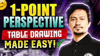 One Point Perspective Drawing: Construction of a Table from Eye Level | Beginner to Pro