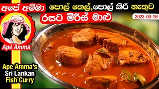 ✔ පොල් තෙල්, පොල් කිරි නැතුව රසට මිරිස් මාළු Sri lankan Miris Maalu curry Spicy fish by Apé Amma